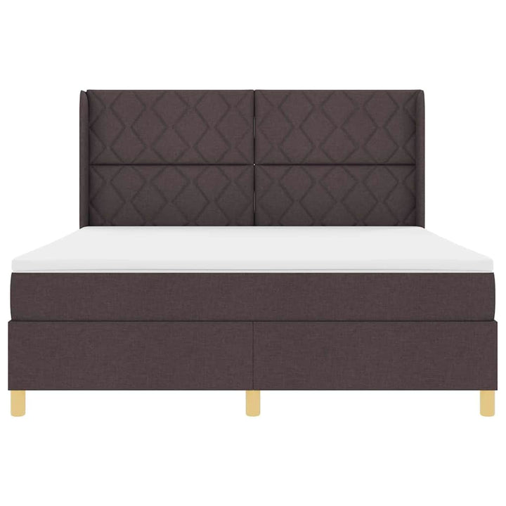 Box spring seng med LED-lysstrimler Brun 180 x 200 cm Stof