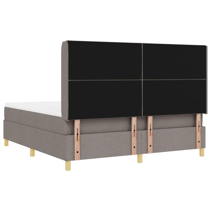 Box spring seng med LED-lysstrimler Gråbrun 180 x 200 cm Stof
