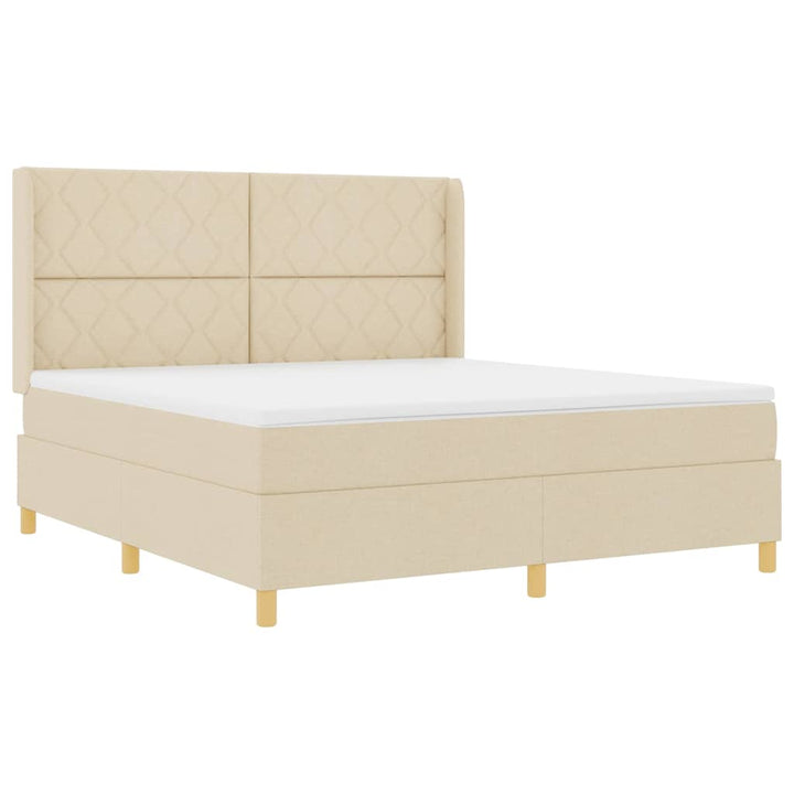 Box spring seng med LED-lysstrimler Creme 180 x 200 cm Stof