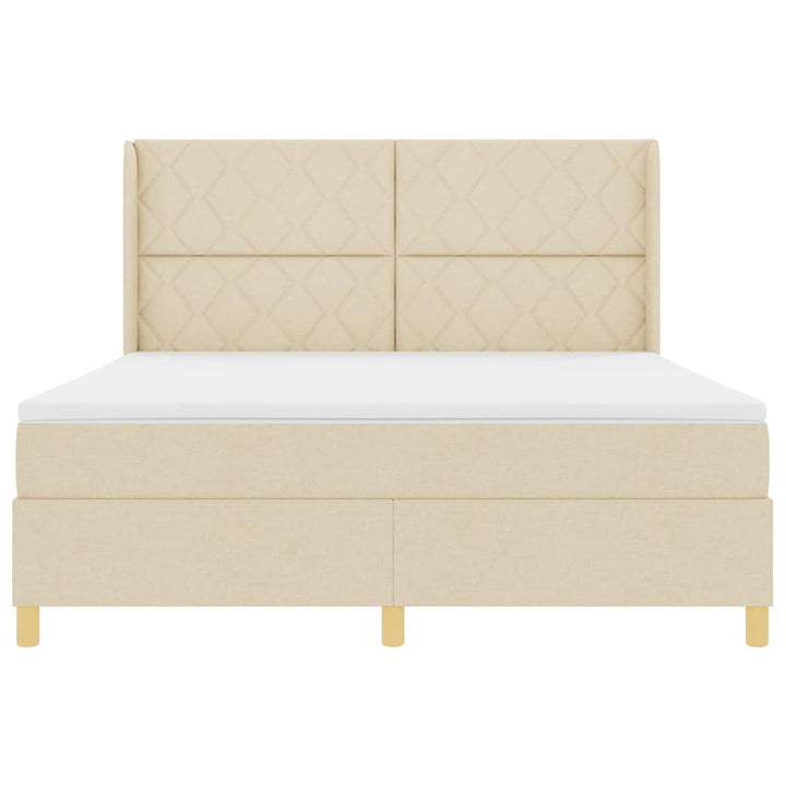 Box spring seng med LED-lysstrimler Creme 180 x 200 cm Stof