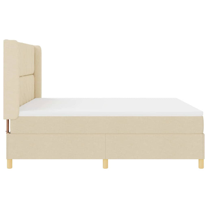 Box spring seng med LED-lysstrimler Creme 180 x 200 cm Stof