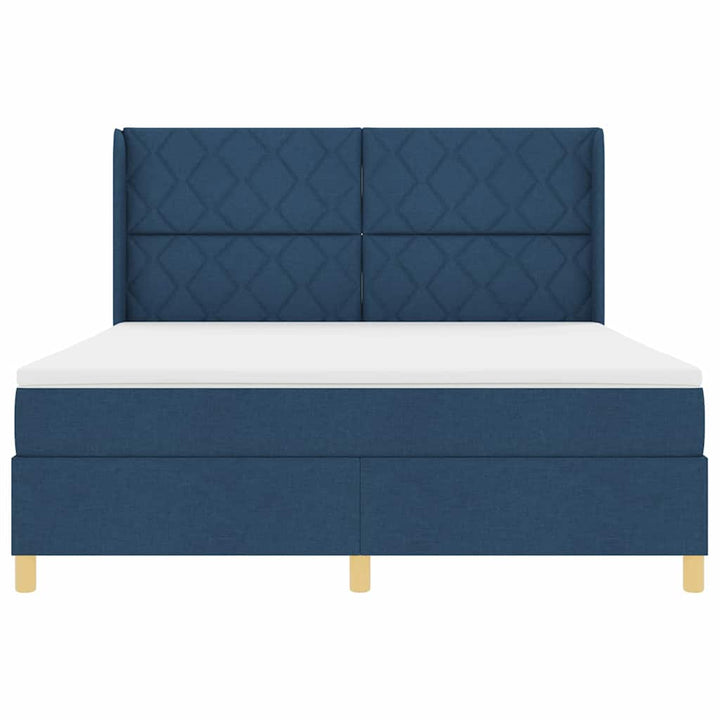 Box spring seng med LED-lysstrimler Blå 180 x 200 cm Stof