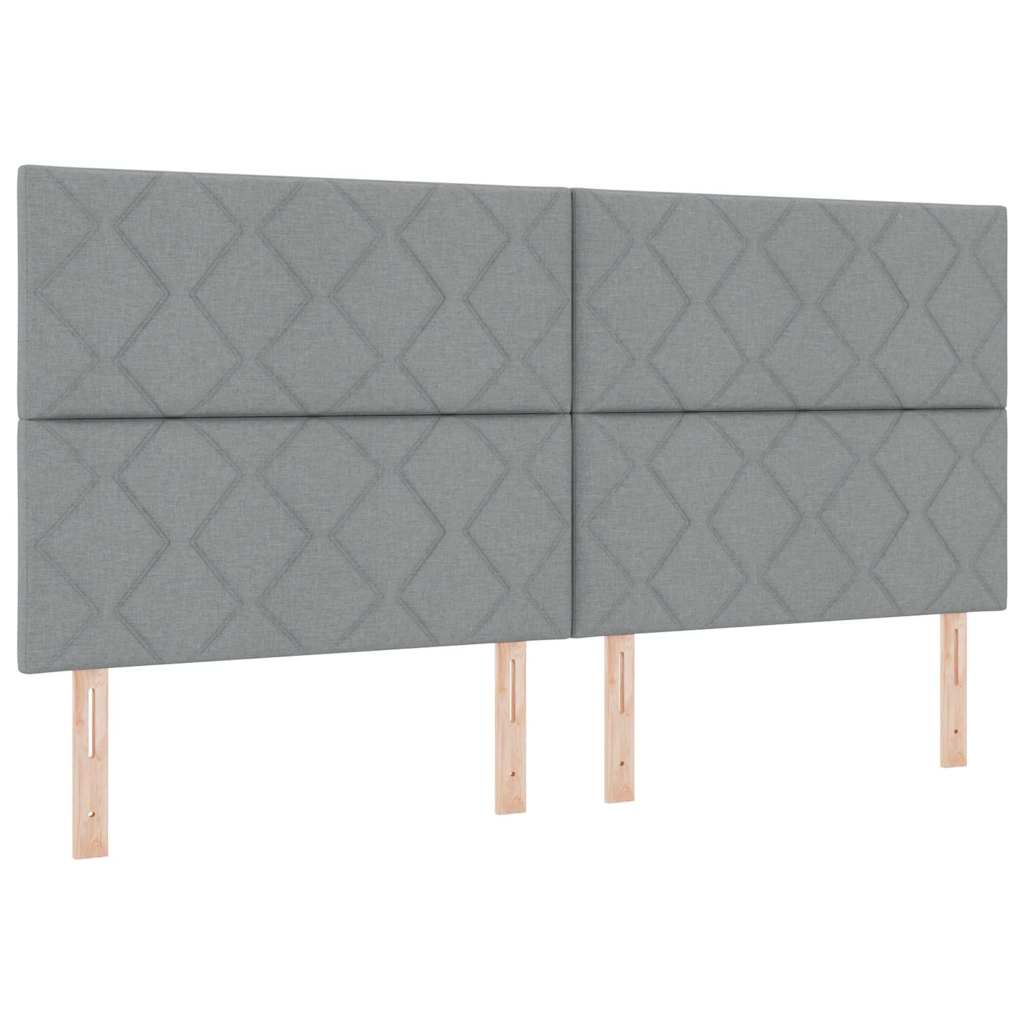 Box spring seng med LED-lysstrimler Lysegrå 200 x 200 cm Stof