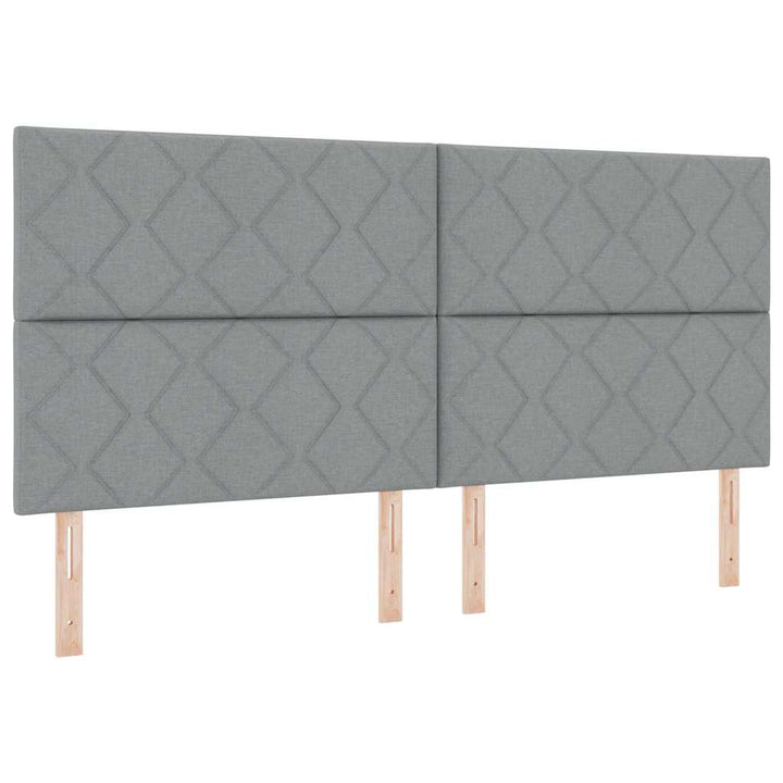 Box spring seng med LED-lysstrimler Lysegrå 200 x 200 cm Stof