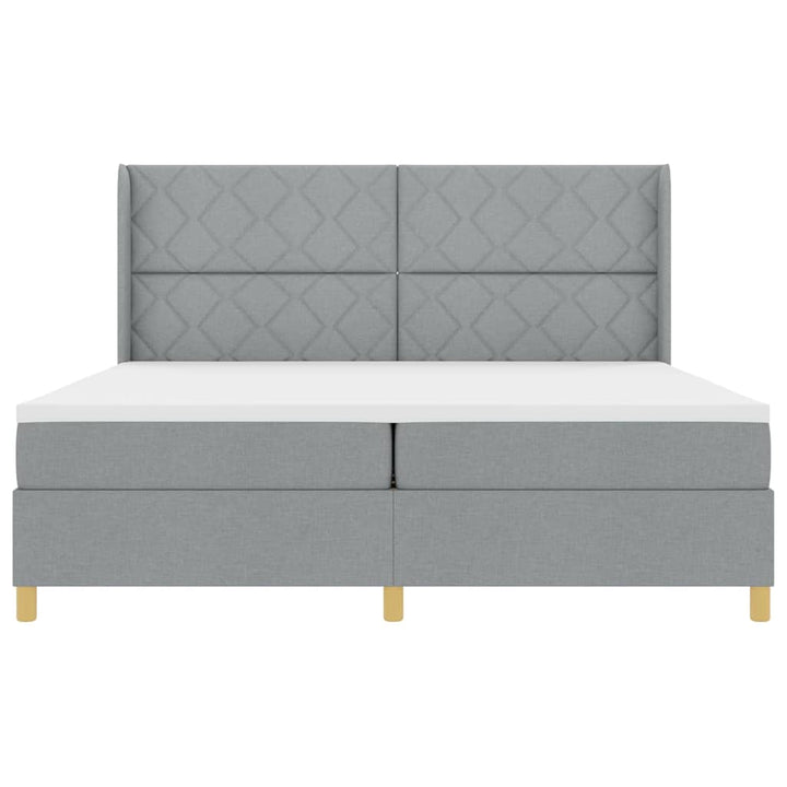 Box spring seng med LED-lysstrimler Lysegrå 200 x 200 cm Stof