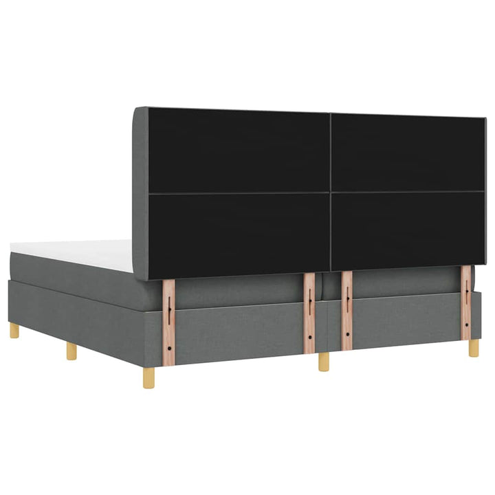 Box spring seng med LED-lysstrimler Grå 200 x 200 cm Stof