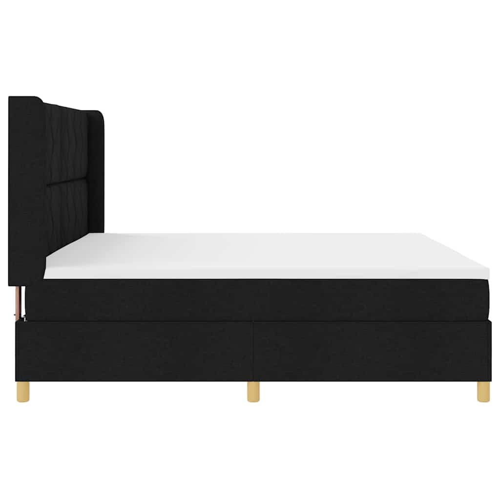 Box spring seng med LED-lysstrimler Sort 200 x 200 cm Stof