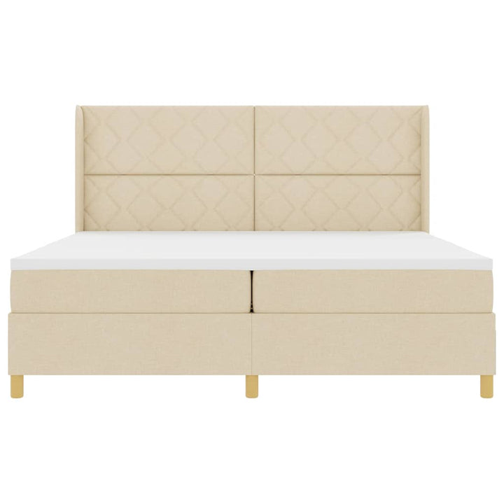 Box spring seng med LED-lysstrimler Creme 200 x 200 cm Stof