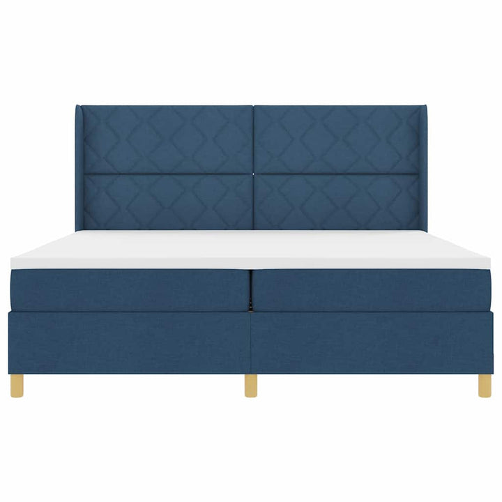 Box spring seng med madras med LED Blå 200 x 200 cm Stof