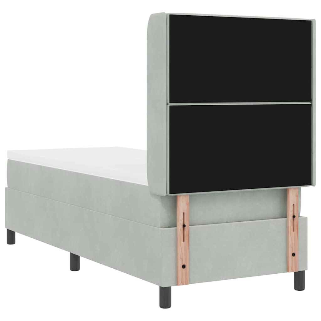 Box spring seng med madras med LED Lysegrå 80 x 200 cm Fløjl