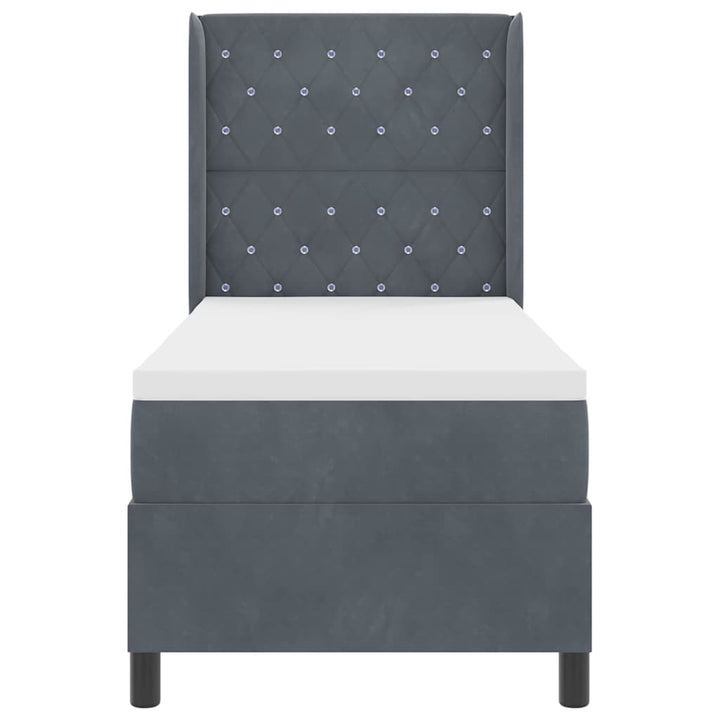 Box spring seng med madras med LED Mørkegrå 80 x 200 cm Fløjl
