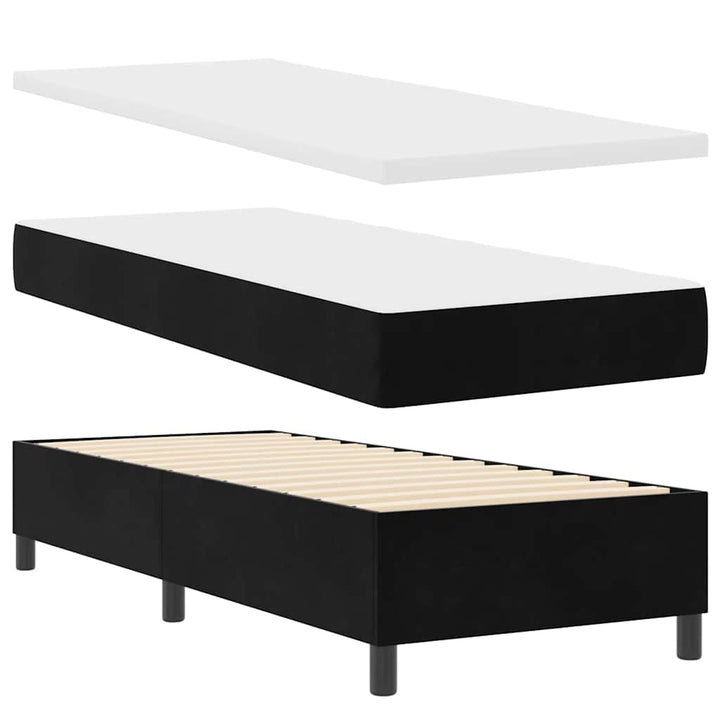 Box spring seng med madras med LED Sort 80 x 200 cm Fløjl