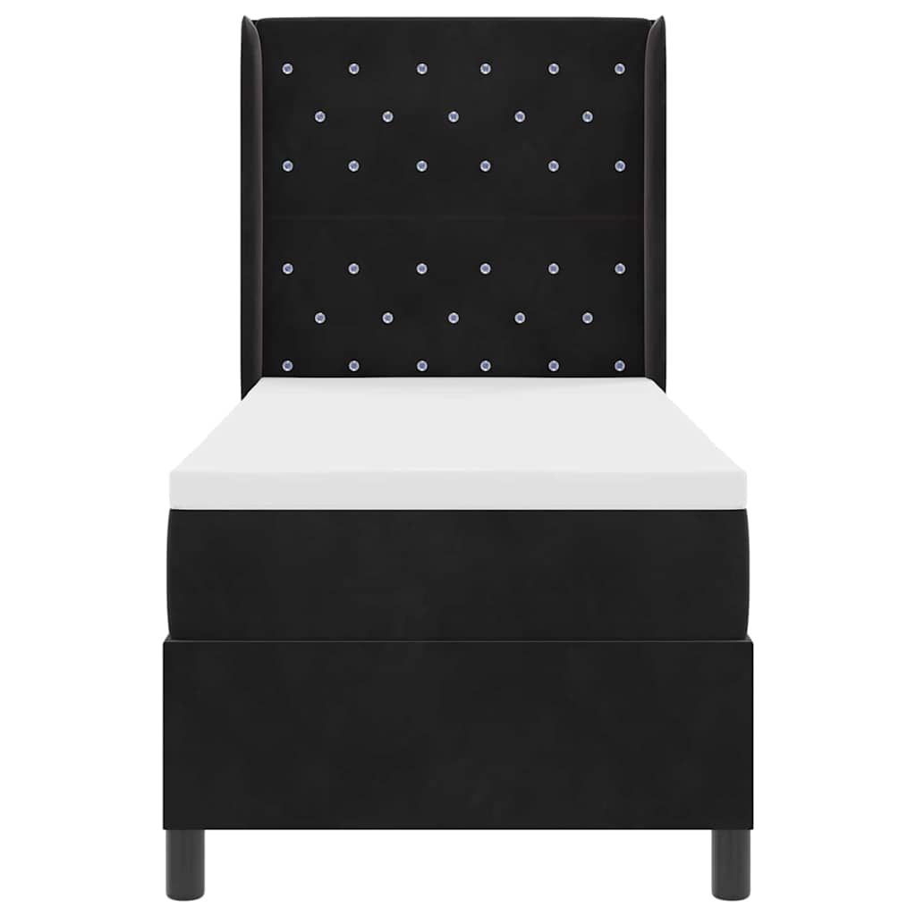 Box spring seng med madras med LED Sort 80 x 200 cm Fløjl