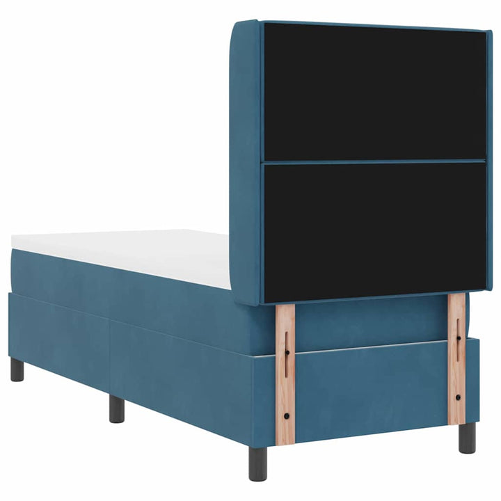 Box spring seng med madras med LED Blå 80 x 200 cm Fløjl