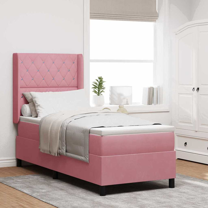 Box spring seng med madras med LED Lyserød 80 x 200 cm Fløjl
