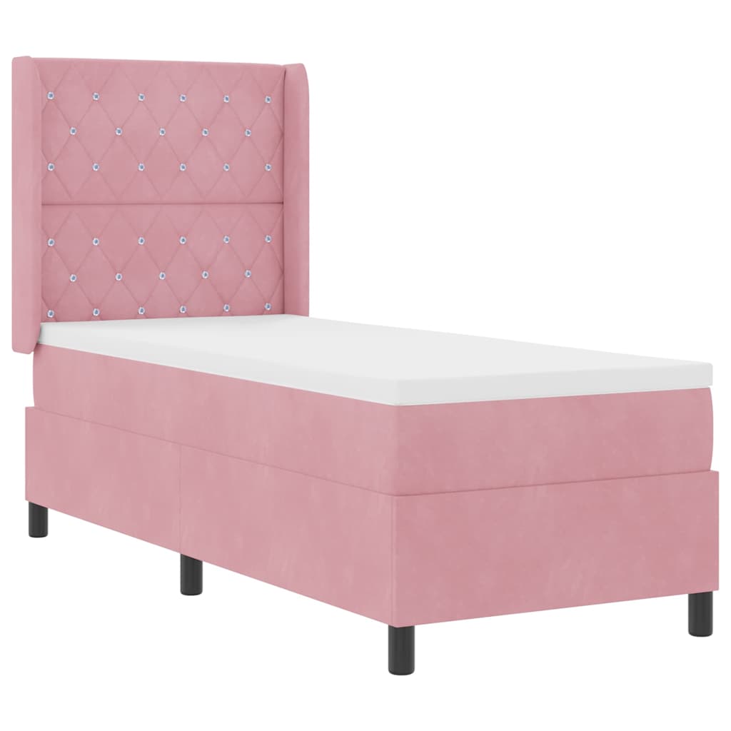 Box spring seng med madras med LED Lyserød 80 x 200 cm Fløjl