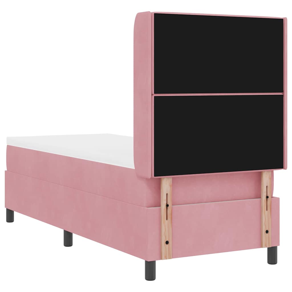 Box spring seng med madras med LED Lyserød 80 x 200 cm Fløjl