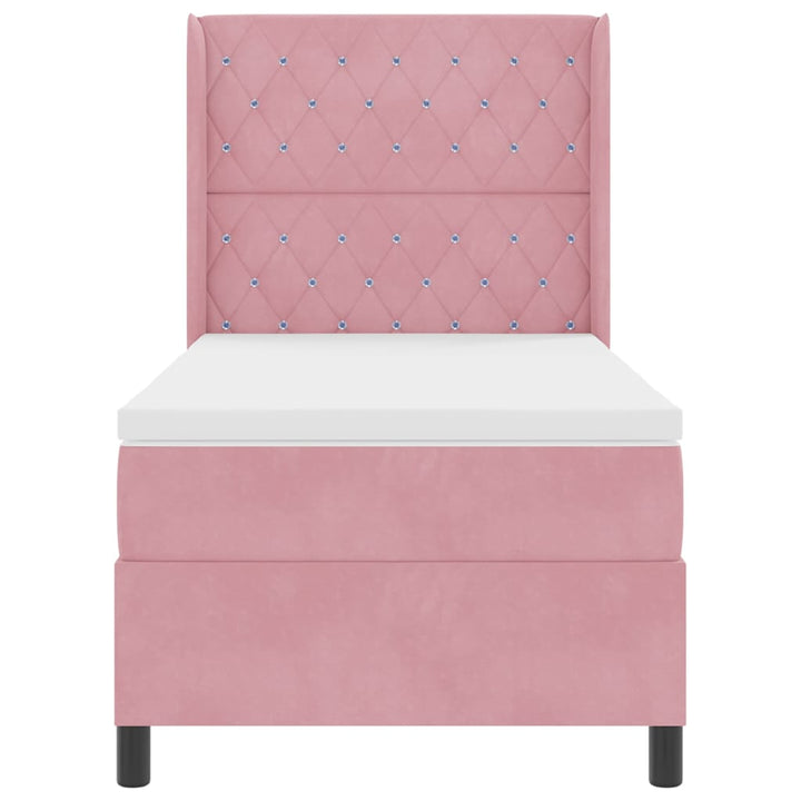Box spring seng med madras med LED Lyserød 90 x 200 cm Fløjl
