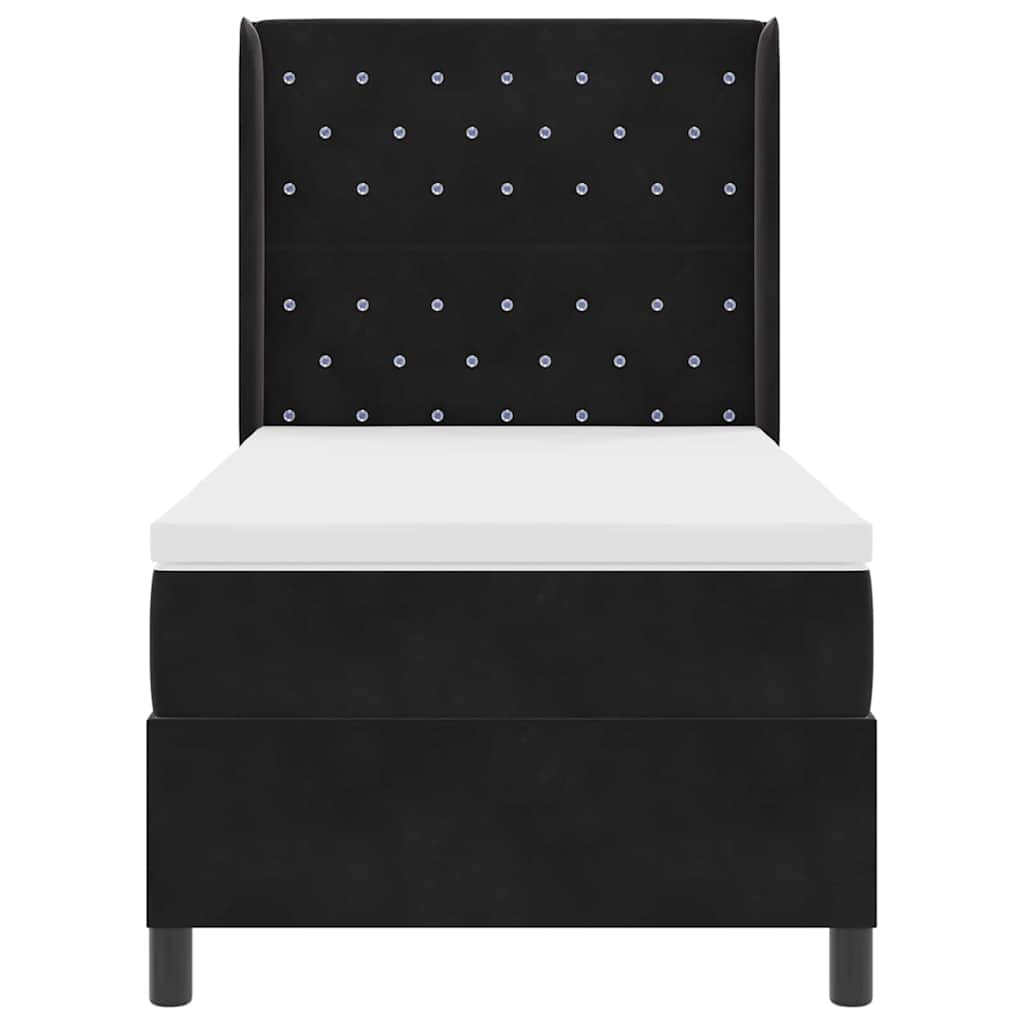 Box spring seng med madras med LED Sort 100 x 200 cm Fløjl