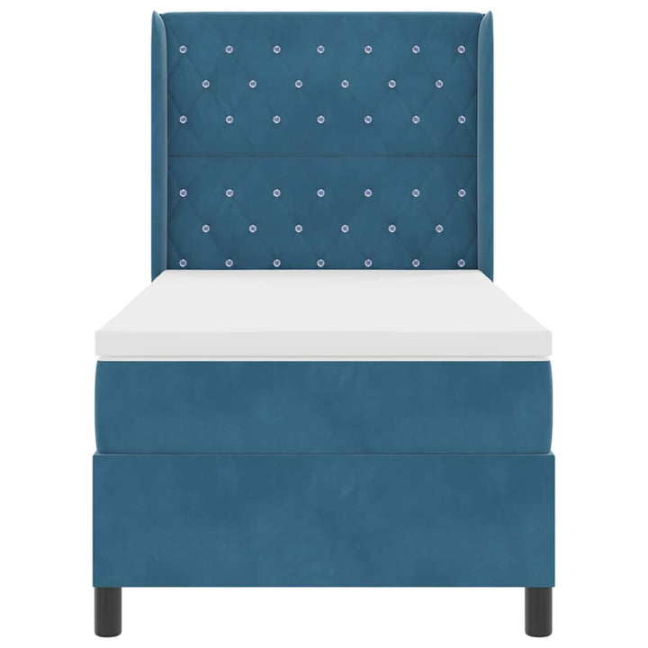 Box spring seng med madras med LED Blå 100 x 200 cm Fløjl