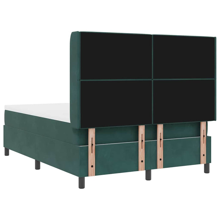 Box spring seng med LED-lysstrimler Grøn 140 x 190 cm Fløjl