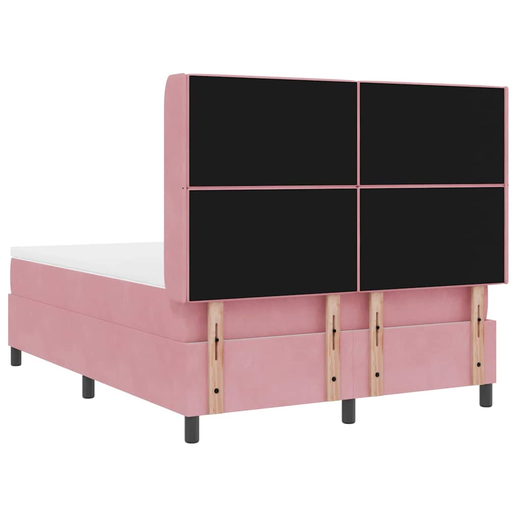 Box spring seng med LED-lysstrimler Lyserød 140 x 190 cm Fløjl