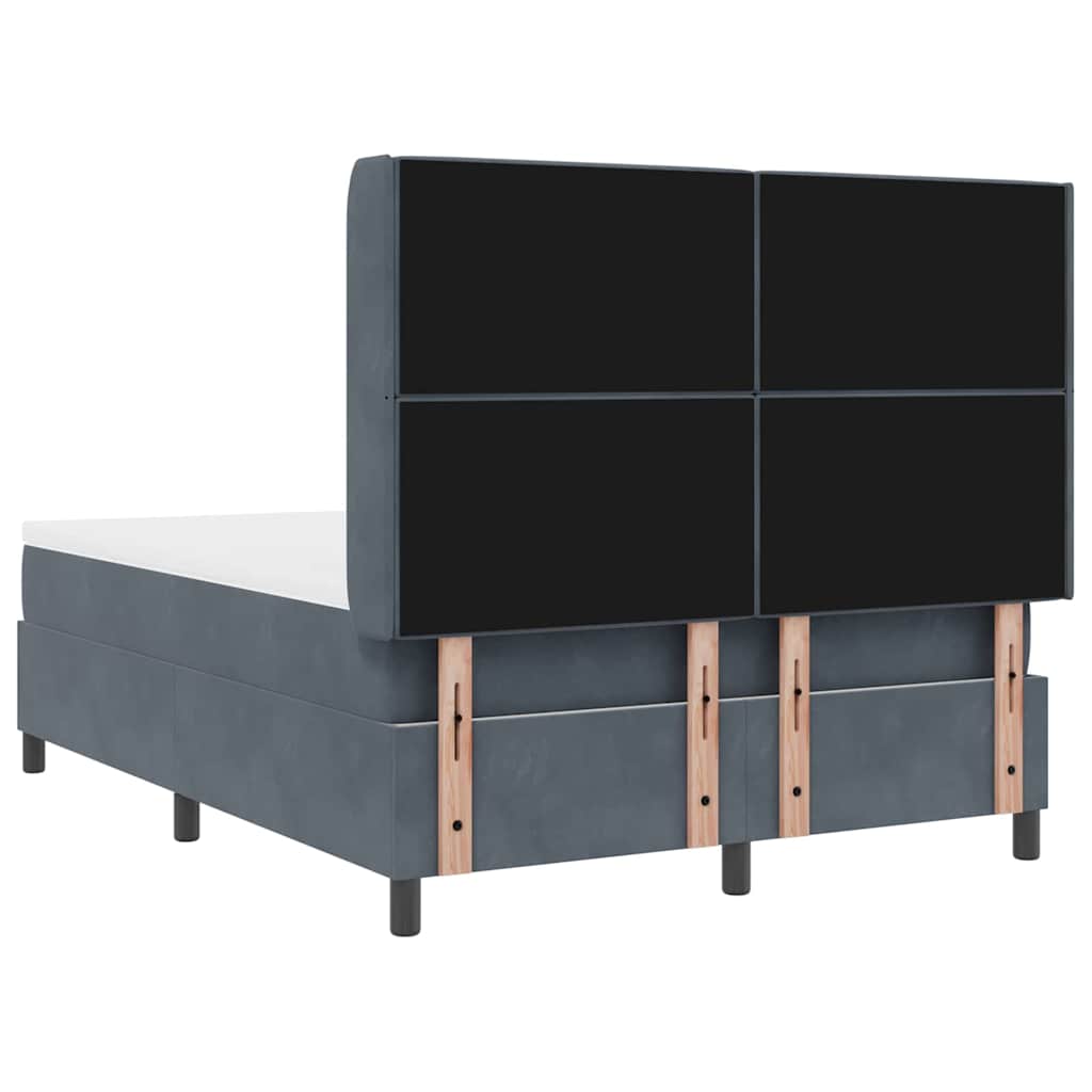 Box spring seng med LED-lysstrimler Mørkegrå 140 x 200 cm Fløjl