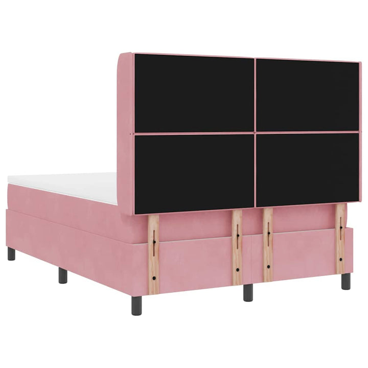 Box spring seng med LED-lysstrimler Lyserød 140 x 200 cm Fløjl