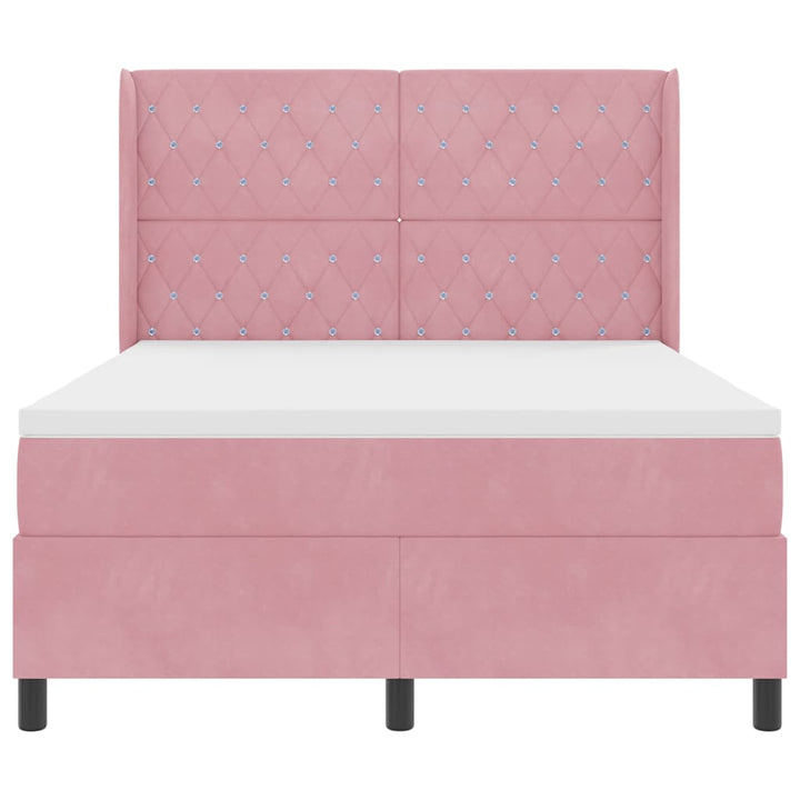 Box spring seng med LED-lysstrimler Lyserød 140 x 200 cm Fløjl
