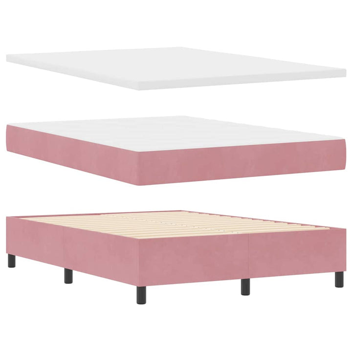 Box spring seng med madras med LED Lyserød 160 x 200 cm Fløjl