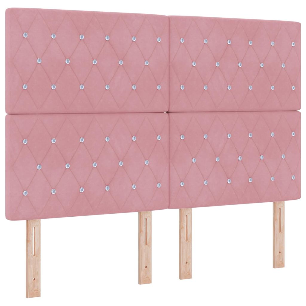 Box spring seng med madras med LED Lyserød 160 x 200 cm Fløjl