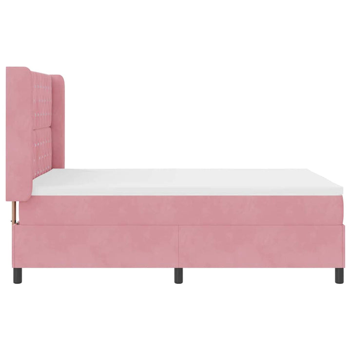 Box spring seng med madras med LED Lyserød 160 x 200 cm Fløjl