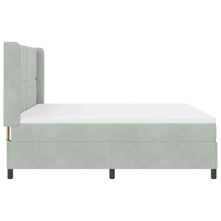 Box spring seng med madras med LED Lysegrå 180 x 200 cm Fløjl
