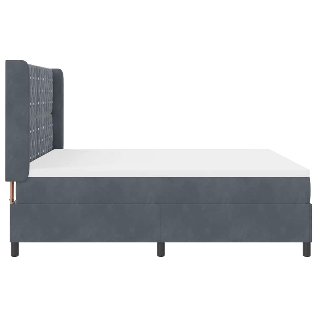 Box spring seng med madras med LED Mørkegrå 180 x 200 cm Fløjl
