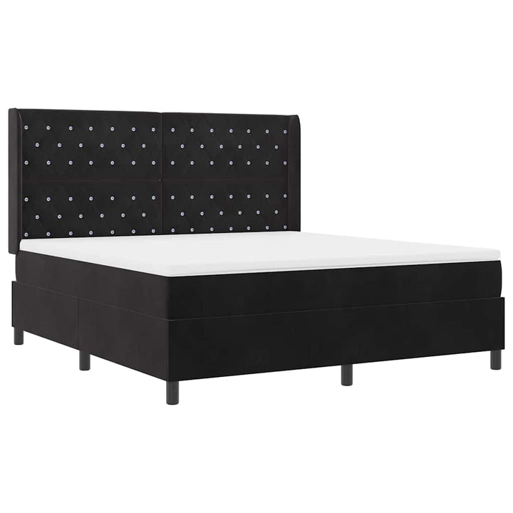 Box spring seng med madras med LED Sort 180 x 200 cm Fløjl
