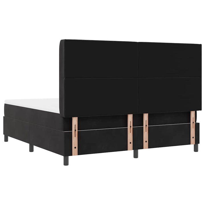 Box spring seng med madras med LED Sort 180 x 200 cm Fløjl