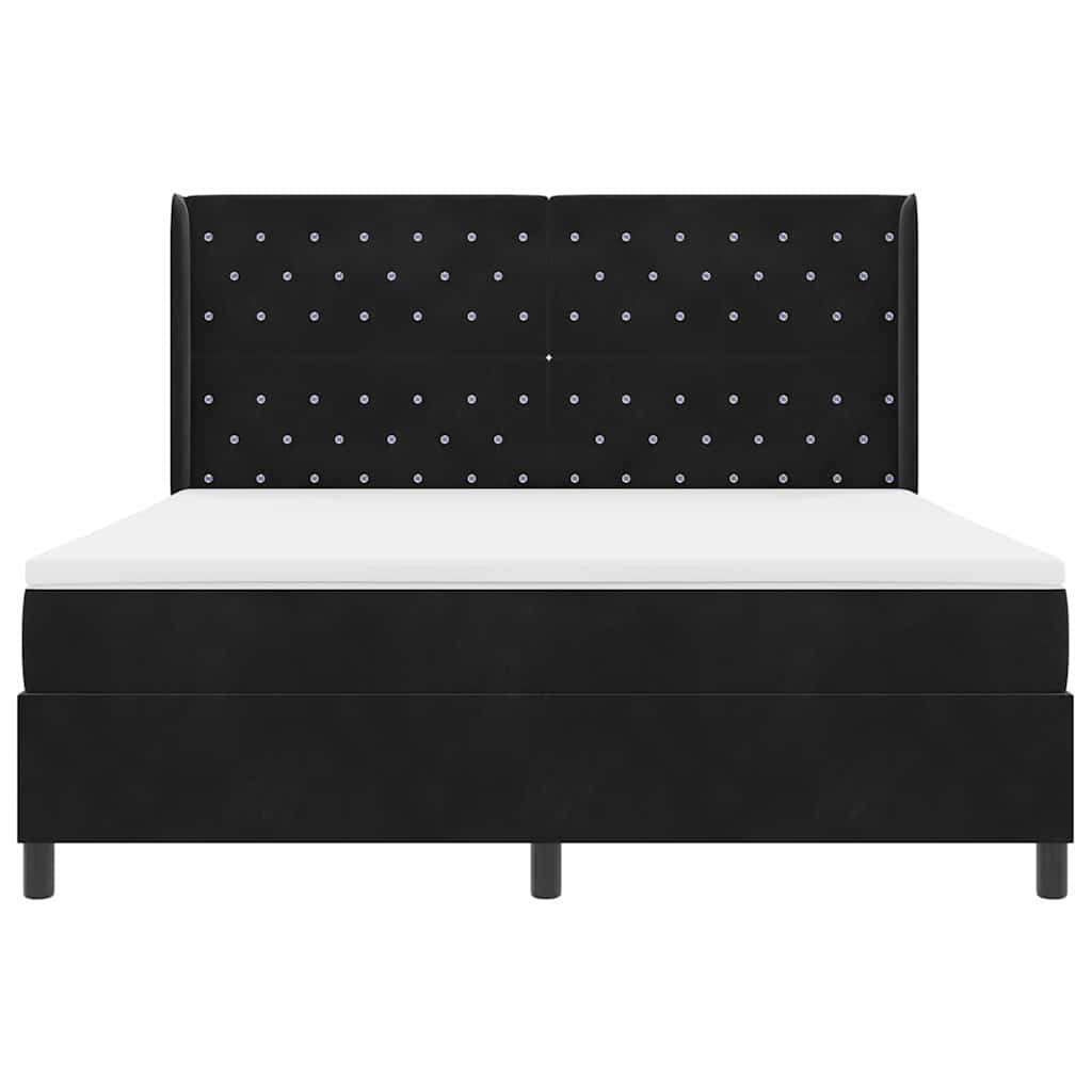 Box spring seng med madras med LED Sort 180 x 200 cm Fløjl