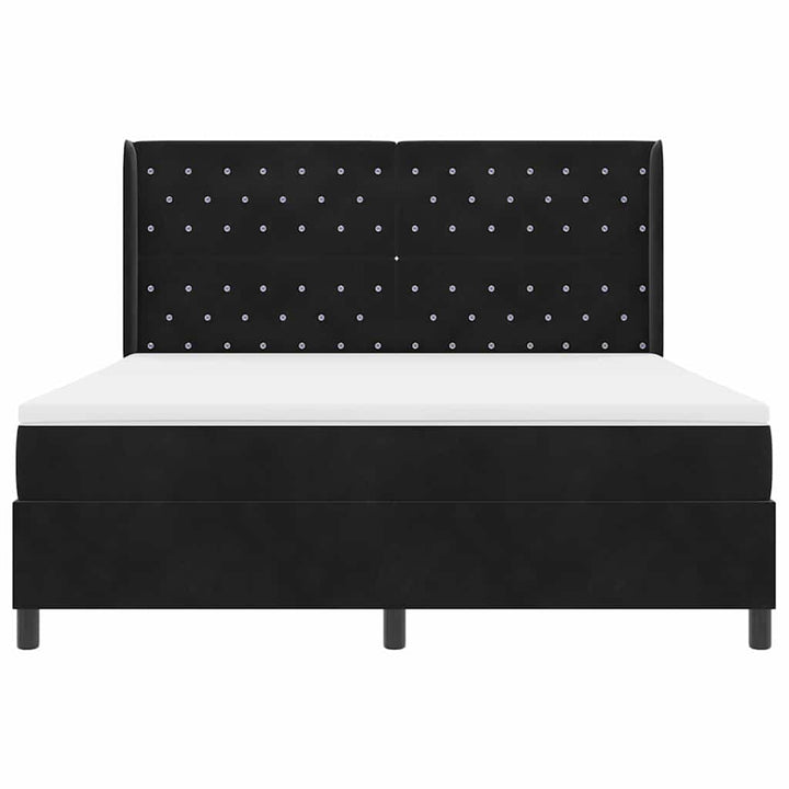 Box spring seng med madras med LED Sort 180 x 200 cm Fløjl