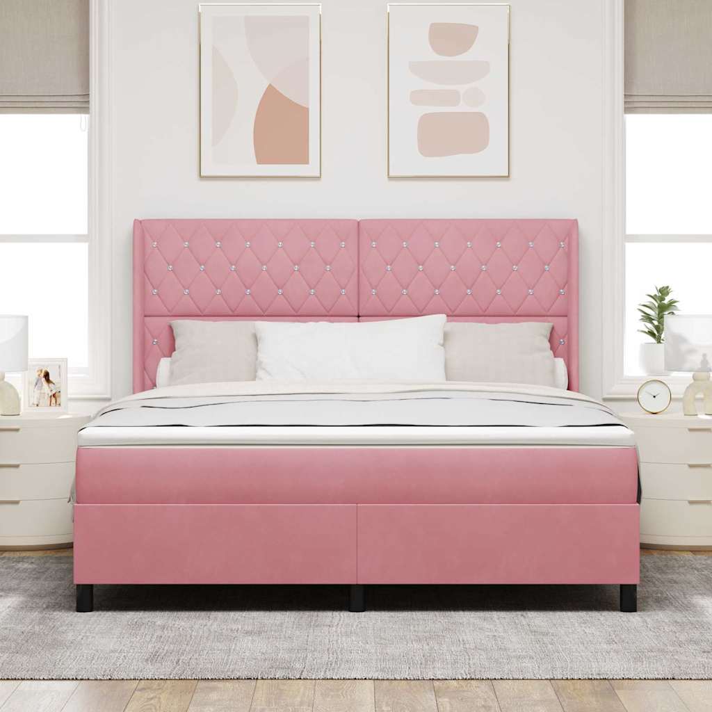 Box spring seng med madras med LED Lyserød 180 x 200 cm Fløjl