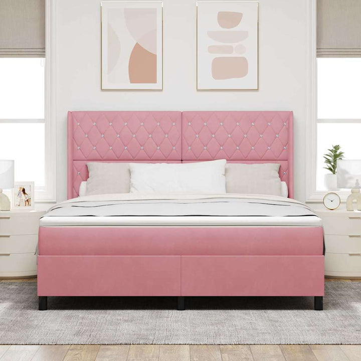 Box spring seng med madras med LED Lyserød 180 x 200 cm Fløjl