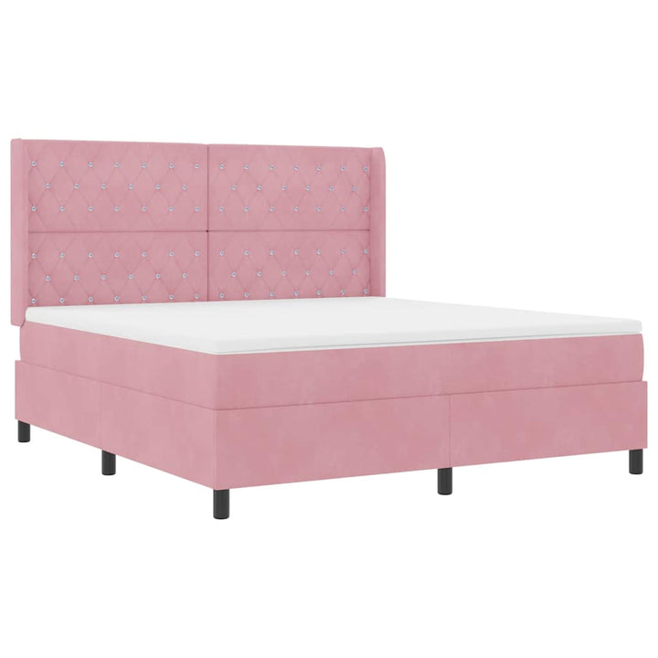 Box spring seng med madras med LED Lyserød 180 x 200 cm Fløjl