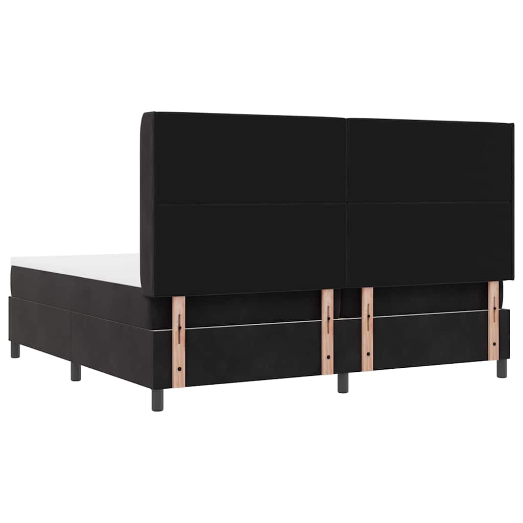 Box spring seng med madras med LED Sort 200 x 200 cm Fløjl