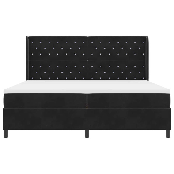 Box spring seng med madras med LED Sort 200 x 200 cm Fløjl