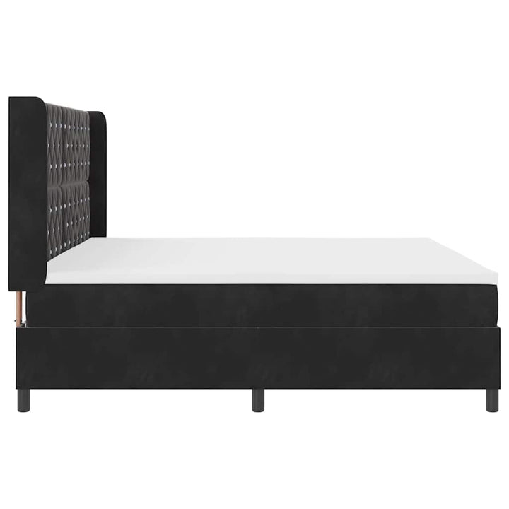 Box spring seng med madras med LED Sort 200 x 200 cm Fløjl