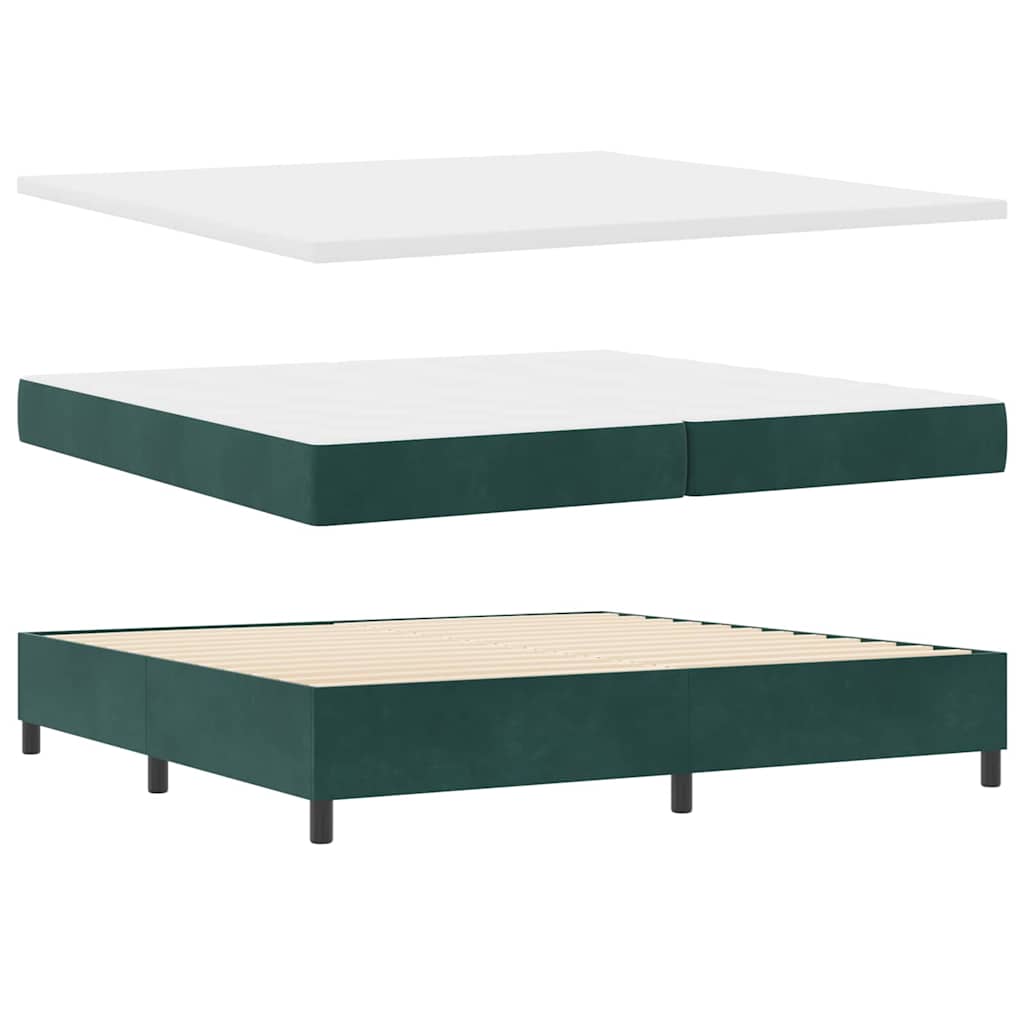 Box spring seng med madras med LED Mørkegrøn 200 x 200 cm Fløjl