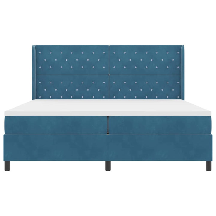 Box spring seng med madras med LED Blå 200 x 200 cm Fløjl