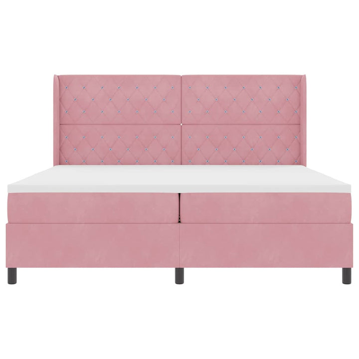 Box spring seng med madras med LED Lyserød 200 x 200 cm Fløjl