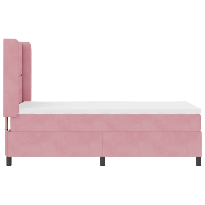 Box spring seng med madras med LED Lyserød 100 x 200 cm Fløjl