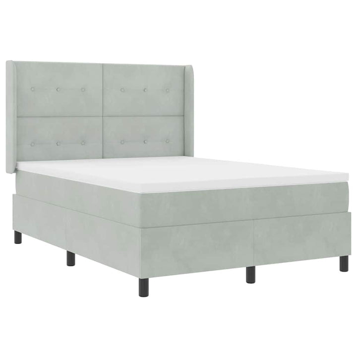 Box spring seng med LED-lysstrimler Lysegrå 140 x 190 cm Fløjl