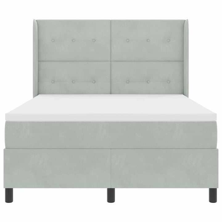 Box spring seng med LED-lysstrimler Lysegrå 140 x 190 cm Fløjl